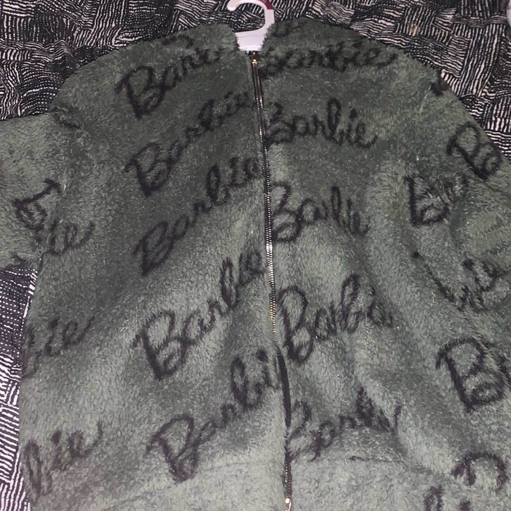 Olive green fuzzy jacket